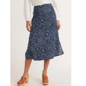 Marine Layer Women's Size 10 Blue Floral Ryan Slip Midi Skirt
